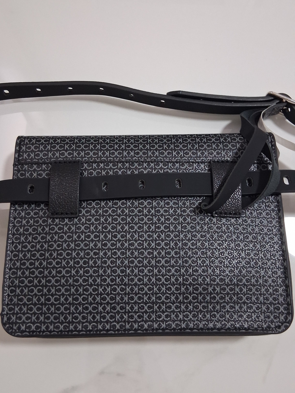 Calvin Klein Monogram Convertible Belt Bag Purse Grey/Black Size L/XLCalvin Klei
